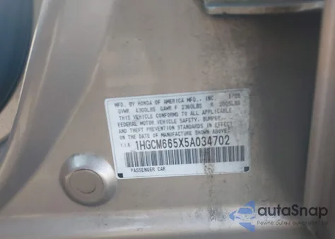 2005 Honda Accord 3.0 Ex from USA, damaged, VIN 1HGCM665X5A034702